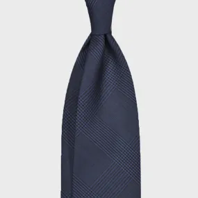 F.Marino Handmade Wool Tie 3 Folds Prince of Wales Blue