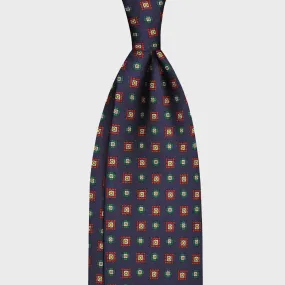 F.Marino Madder Silk Tie 3 Folds Diamonds Blue