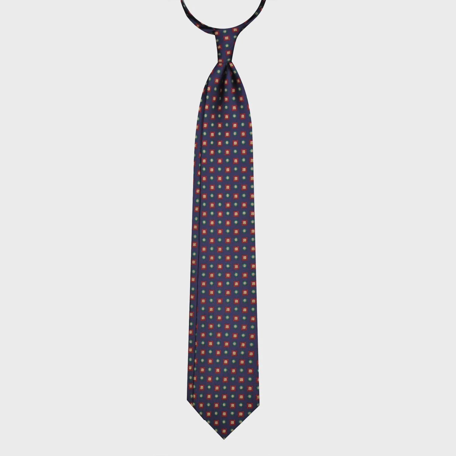 F.Marino Madder Silk Tie 3 Folds Diamonds Blue