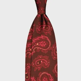 F.Marino Paisley Print Silk Tie 3 Folds Brown