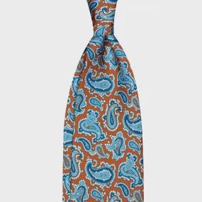 F.Marino Paisley Print Silk Tie 3 Folds Cinnamon