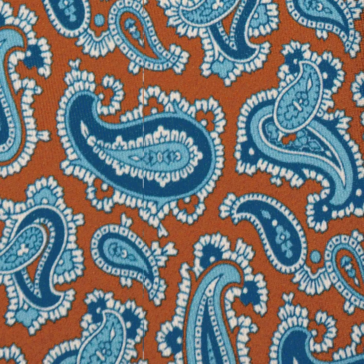 F.Marino Paisley Print Silk Tie 3 Folds Cinnamon