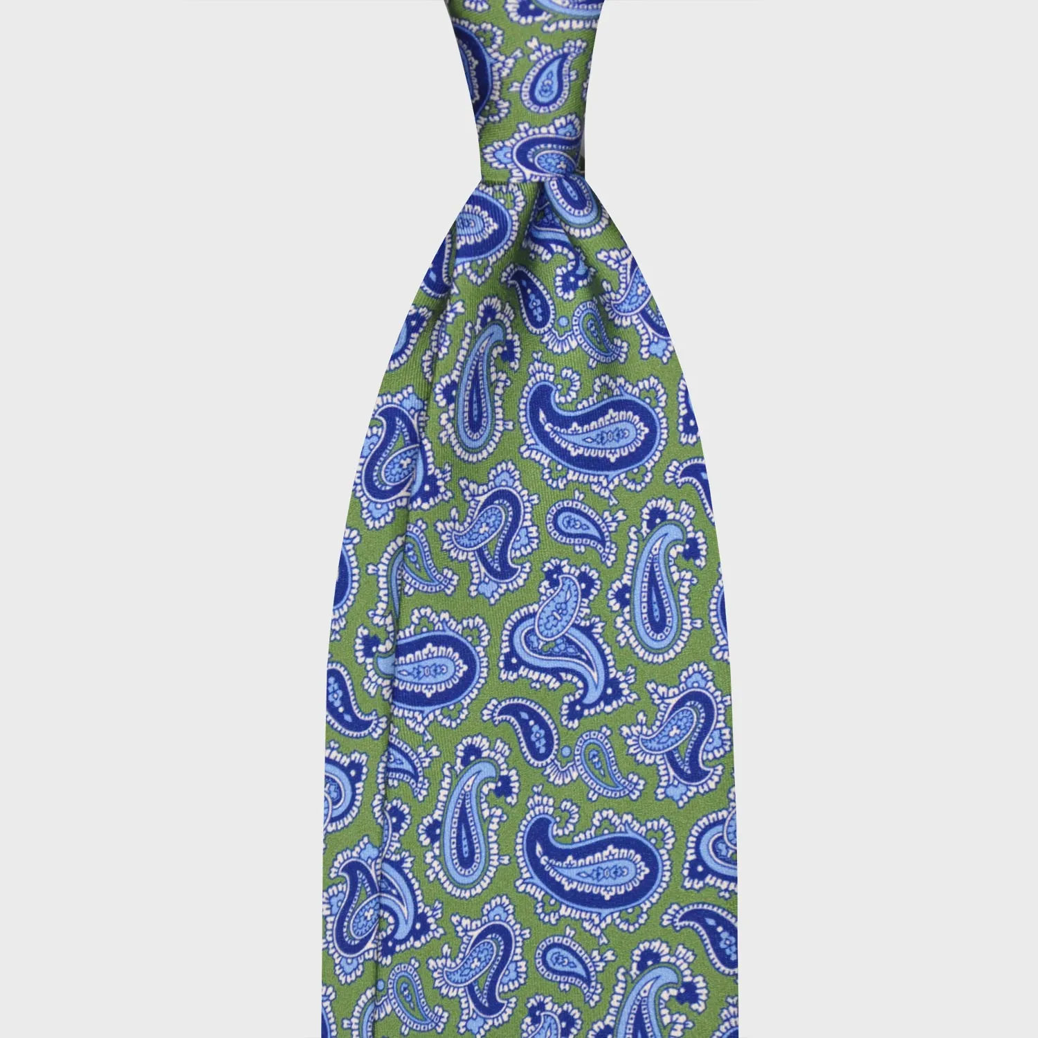 F.Marino Paisley Print Silk Tie 3 Folds Lime