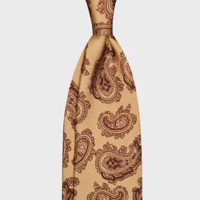 F.Marino Paisley Print Silk Tie 3 Folds Whiskey