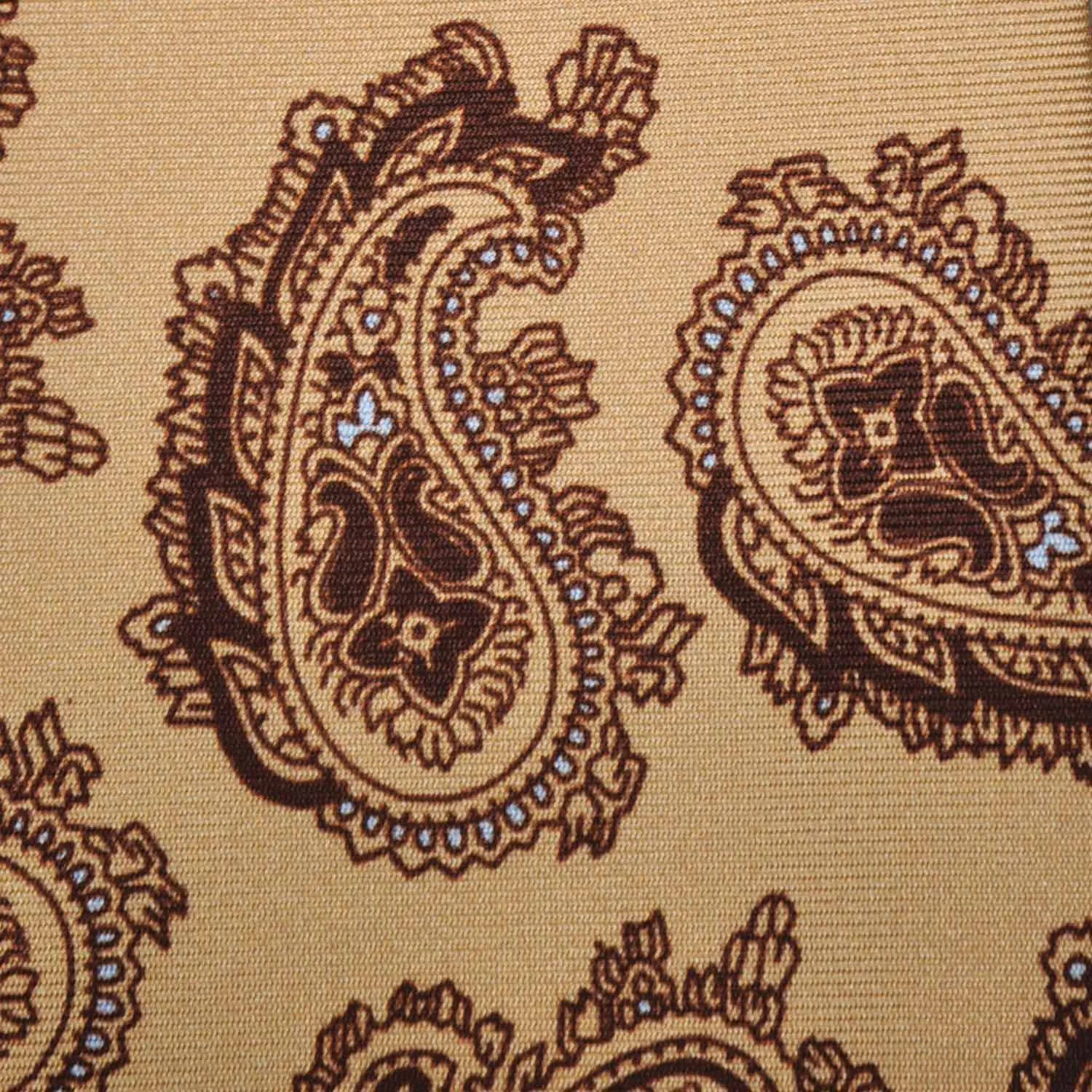 F.Marino Paisley Print Silk Tie 3 Folds Whiskey