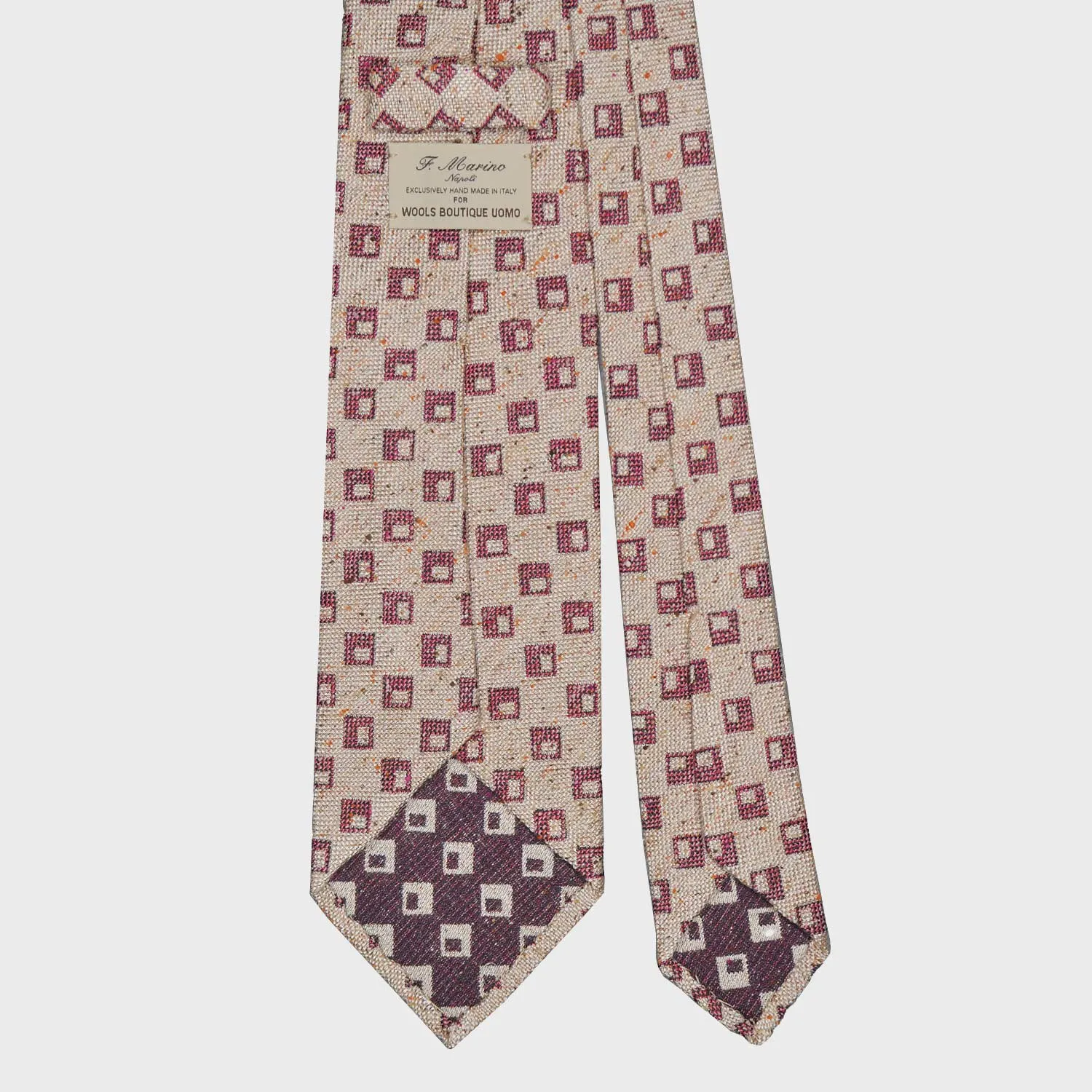 F.Marino Panama Silk Tie 3 Folds Burgundy Window