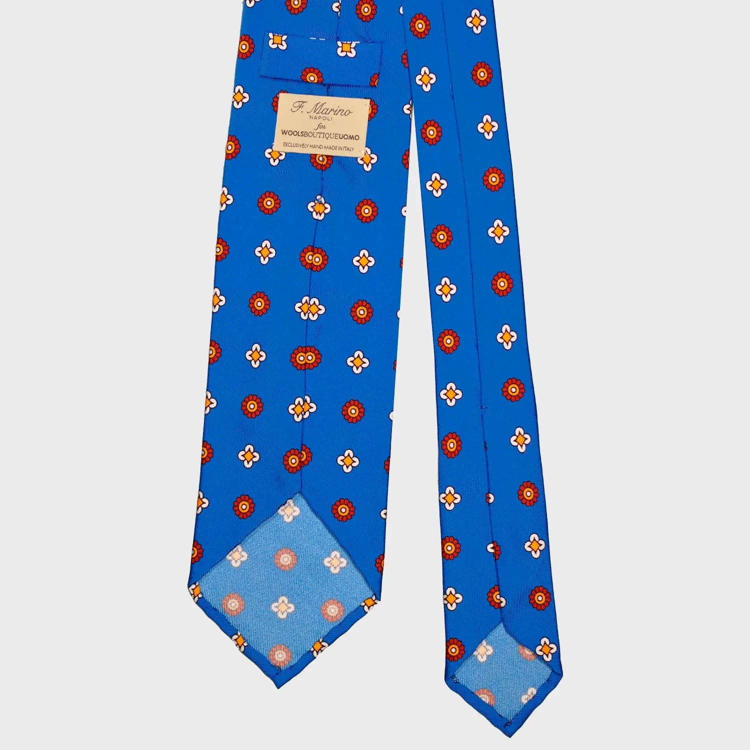 F.Marino Silk Tie 3 Folds Diamonds Electric Blue