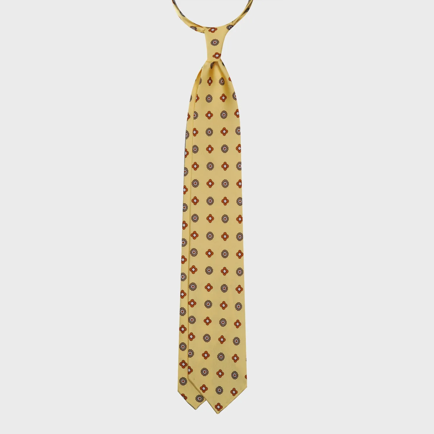 F.Marino Silk Tie 3 Folds Diamonds Honey Yellow