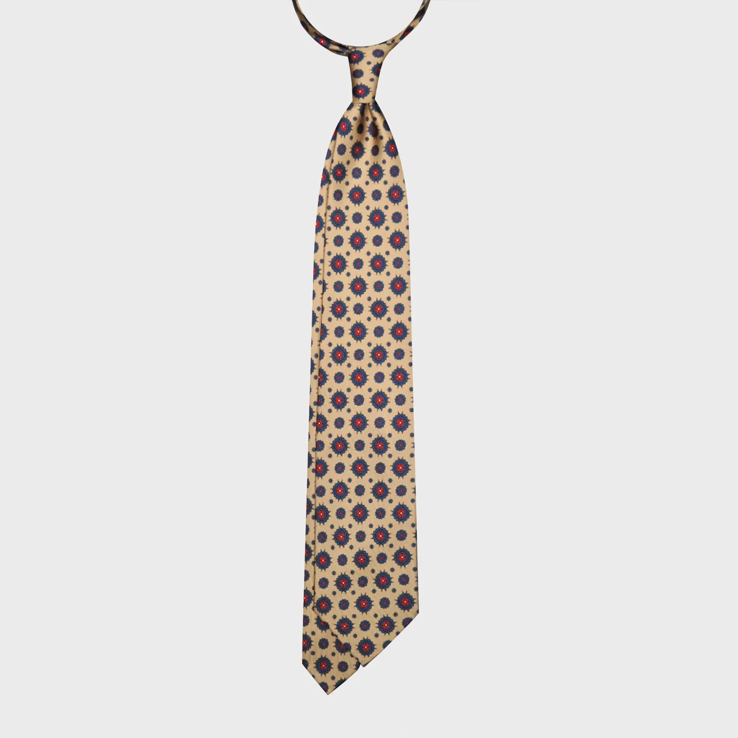 F.Marino Silk Tie 3 Folds Diamonds Sand Beige