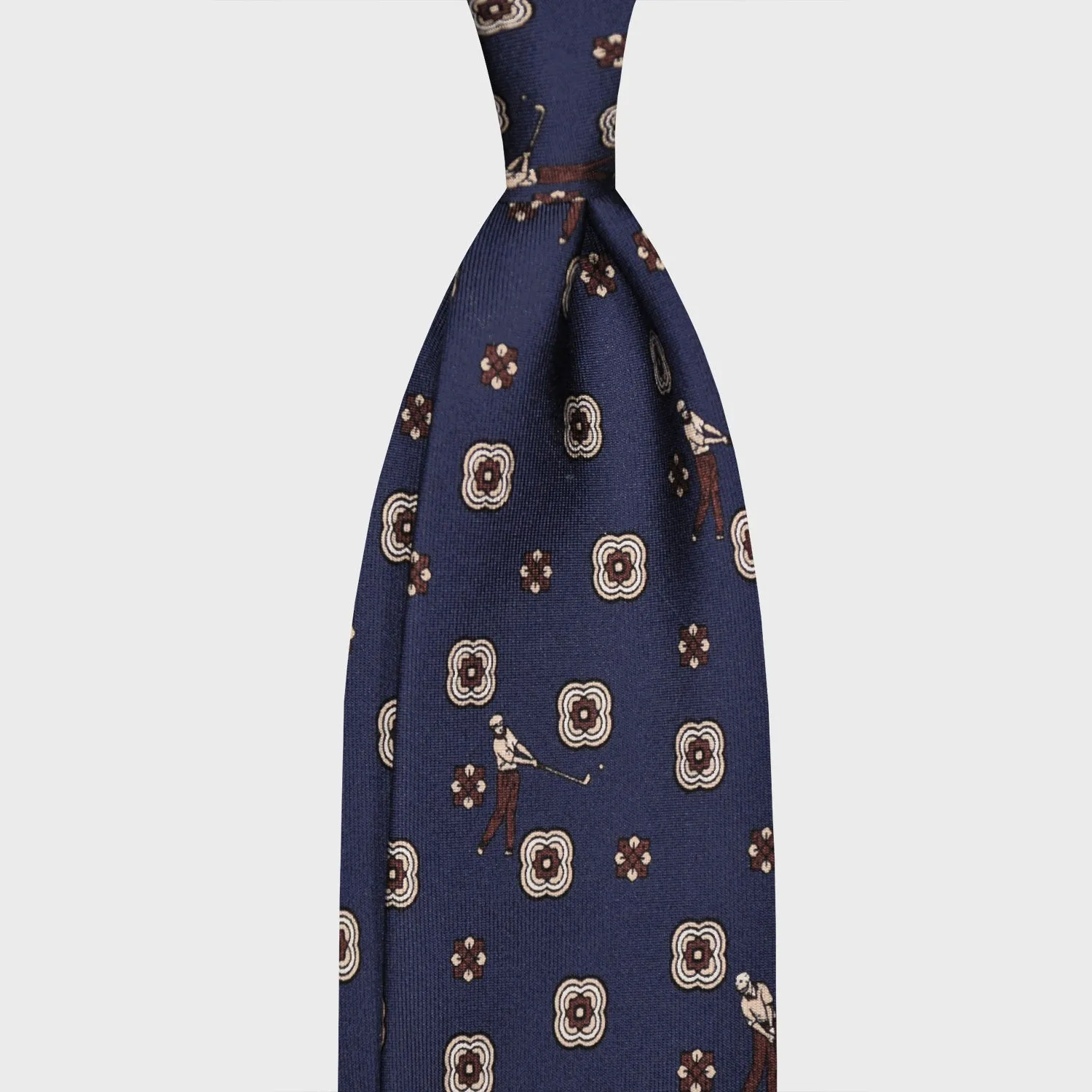 F.Marino Silk Tie 3 Folds Golf Blue