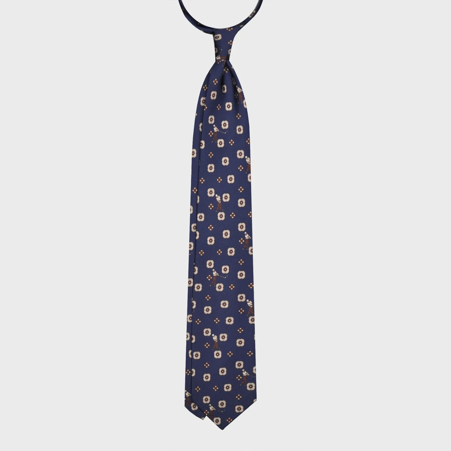 F.Marino Silk Tie 3 Folds Golf Blue