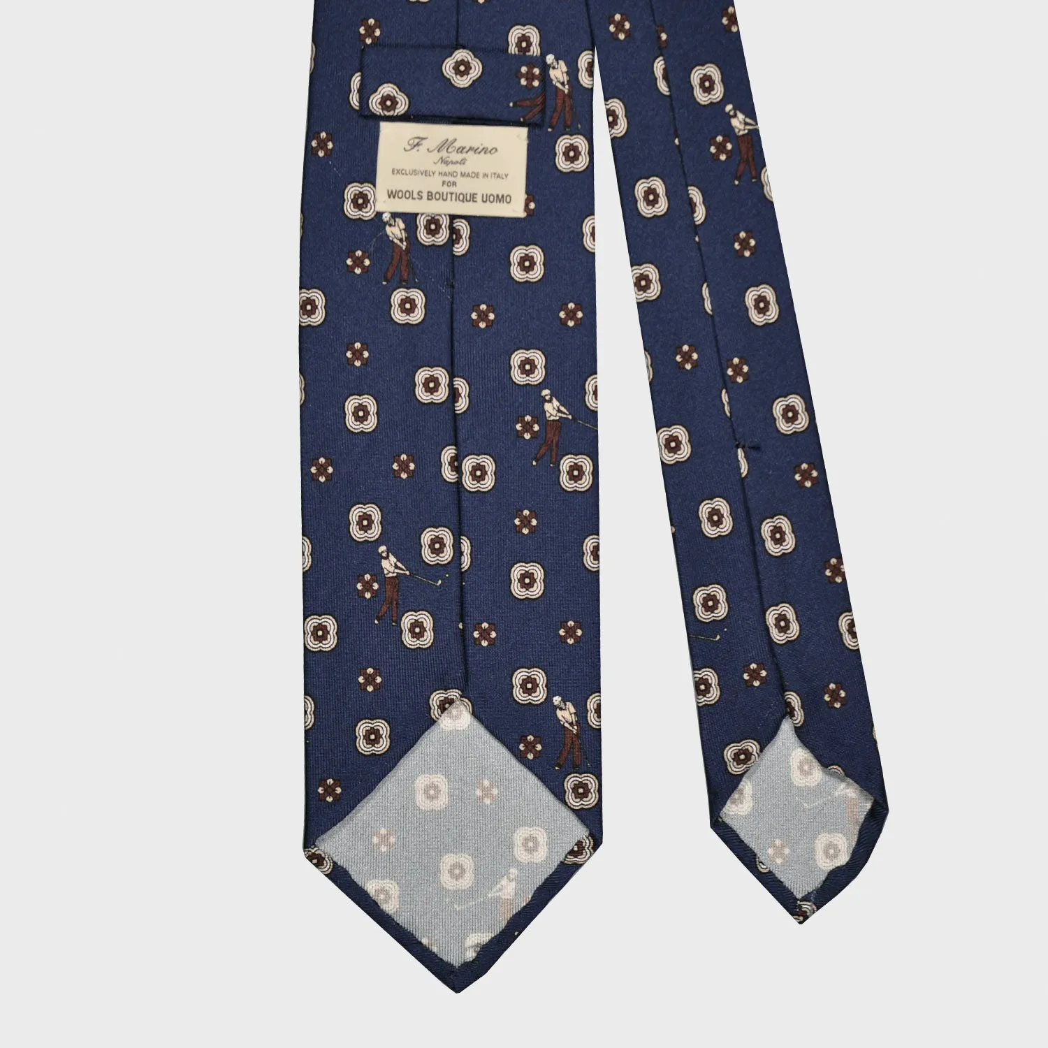 F.Marino Silk Tie 3 Folds Golf Blue