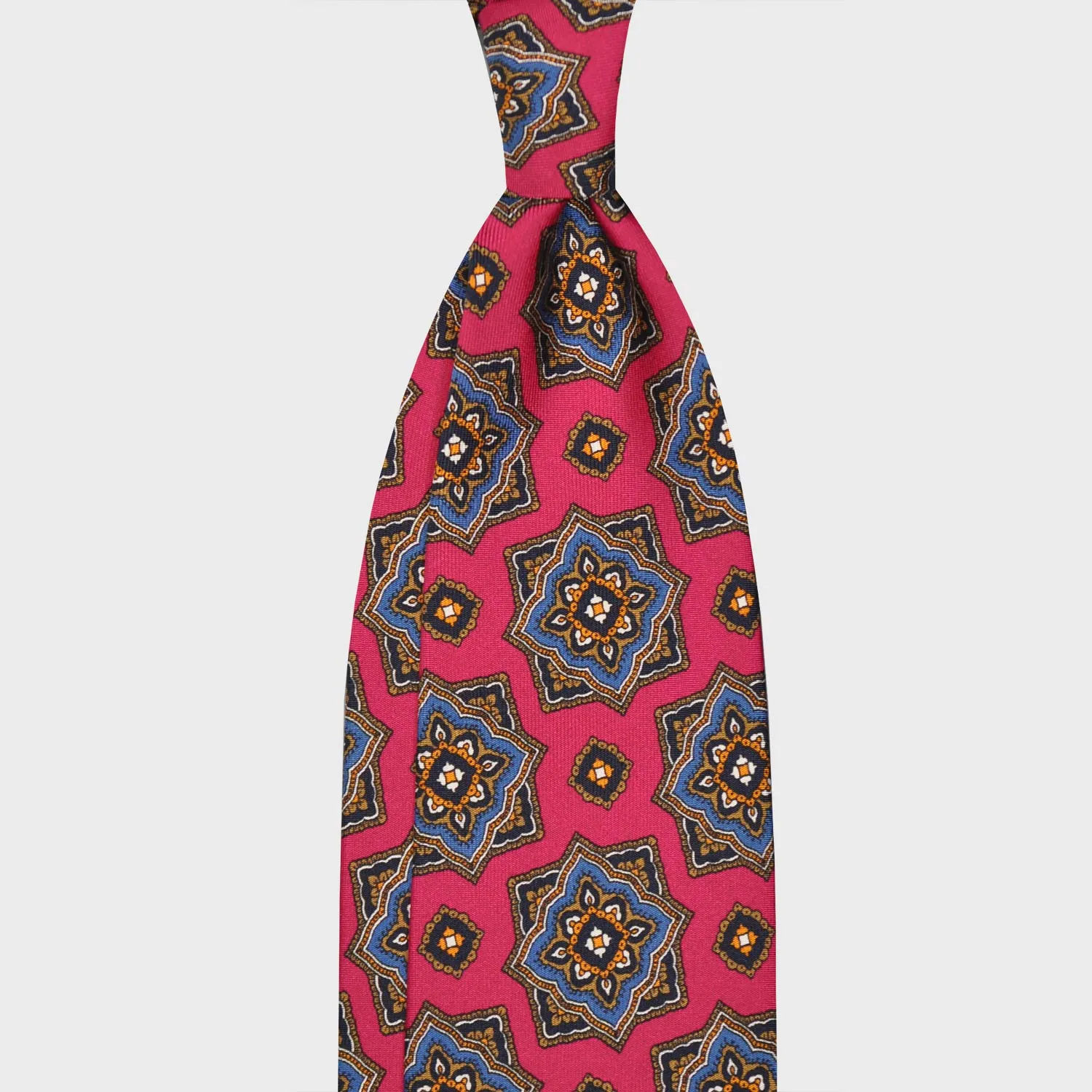 F.Marino Silk Tie 3 Folds Mandala Magenta