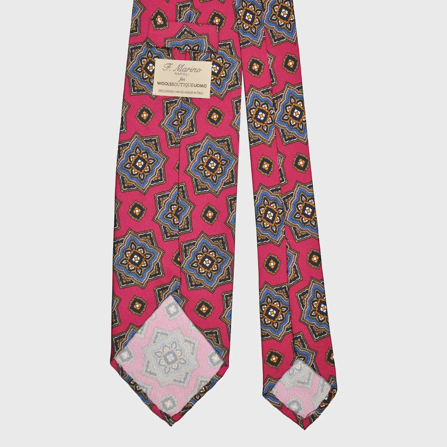 F.Marino Silk Tie 3 Folds Mandala Magenta