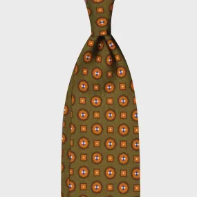 F.Marino Silk Tie 3 Folds Micro Diamonds Army Green