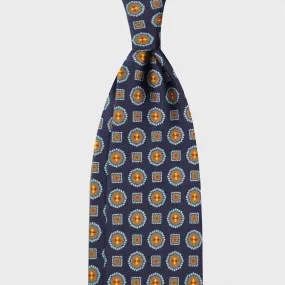 F.Marino Silk Tie 3 Folds Micro Diamonds Blue