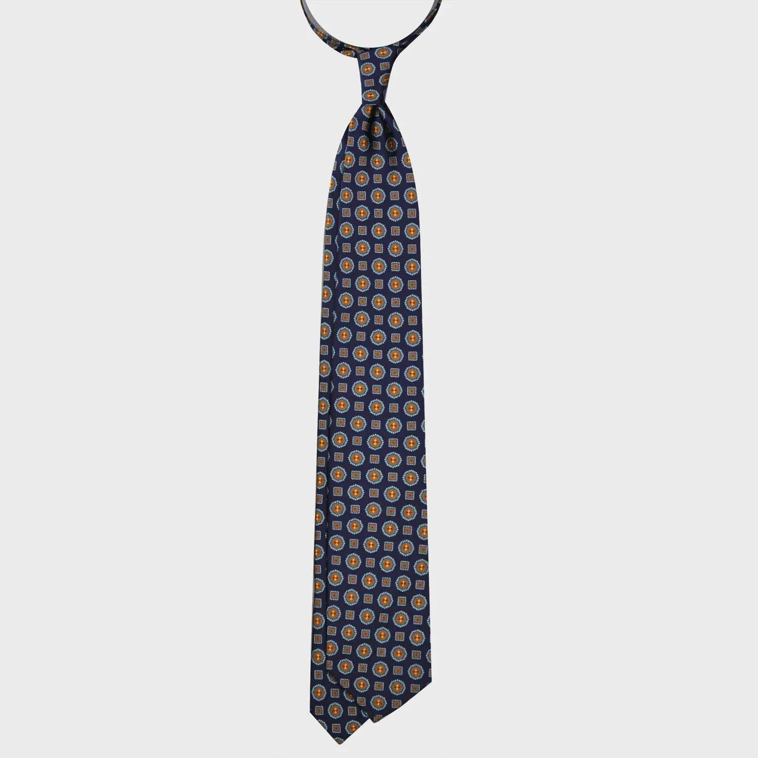 F.Marino Silk Tie 3 Folds Micro Diamonds Blue