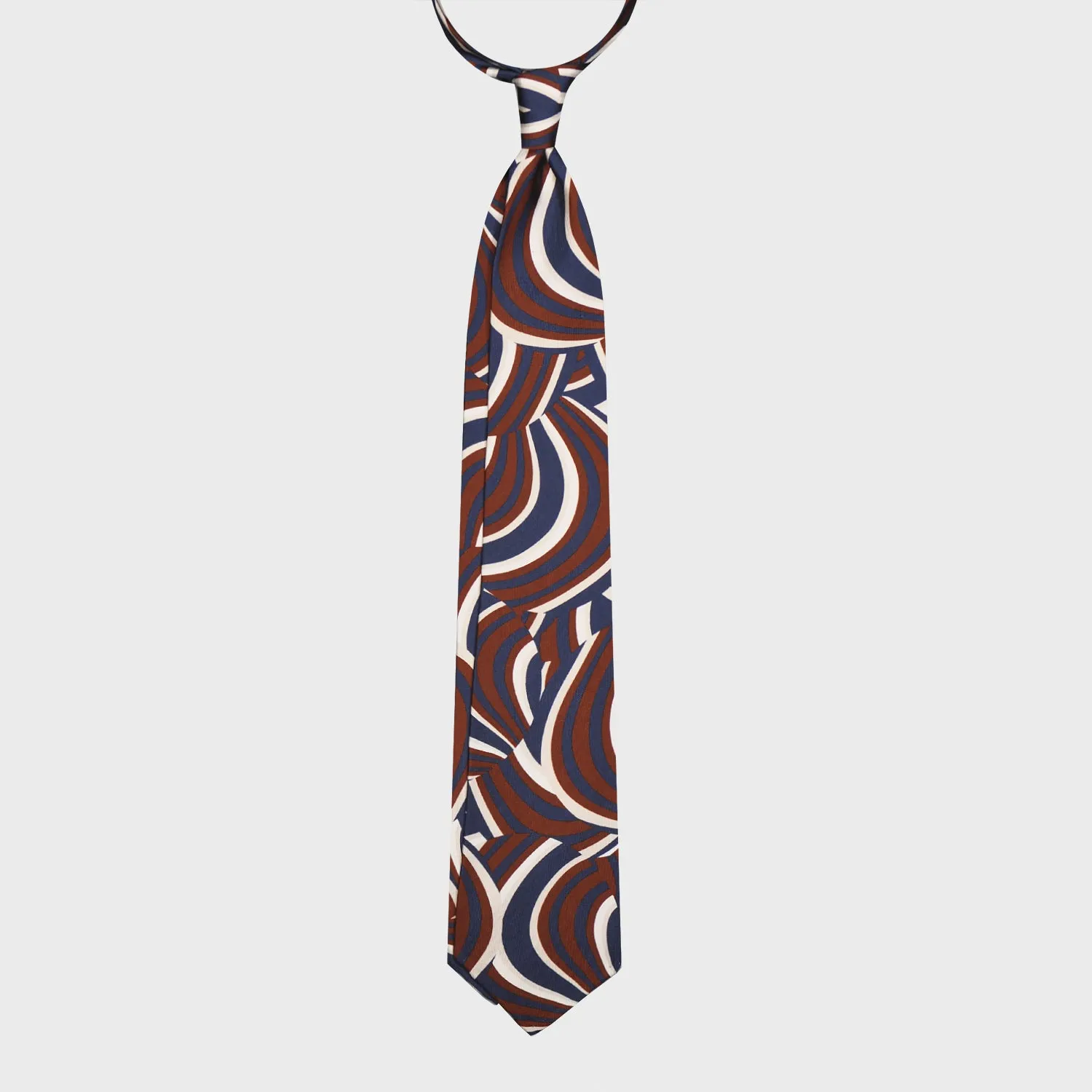 F.Marino Silk Tie 3 Folds Waves Brown