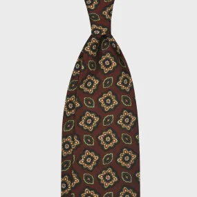 F.Marino Wool Tie 3 Folds Diamonds Coffee Brown