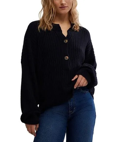 Free People Cocoa Henley Sweater