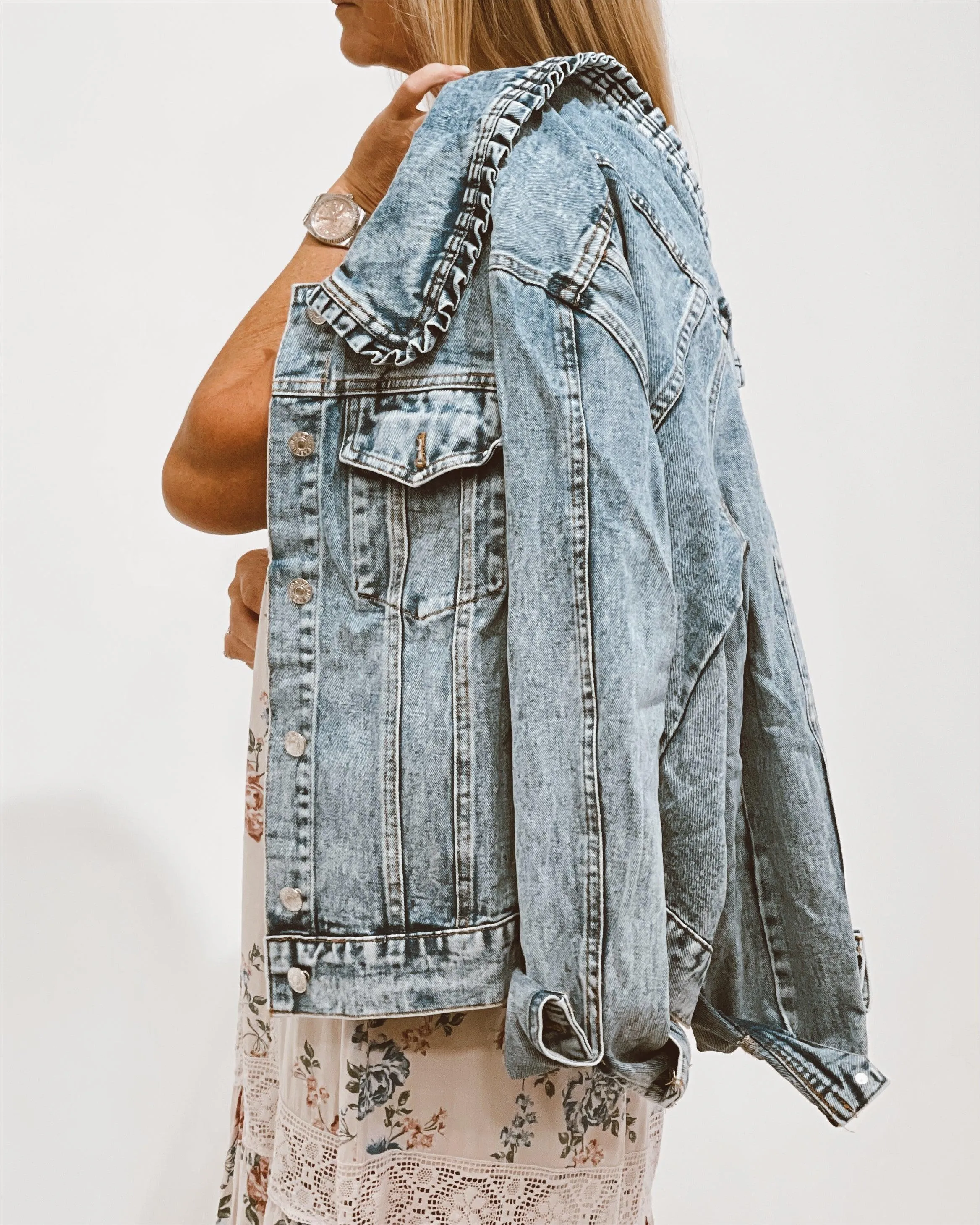 Frill Collar Denim Jacket