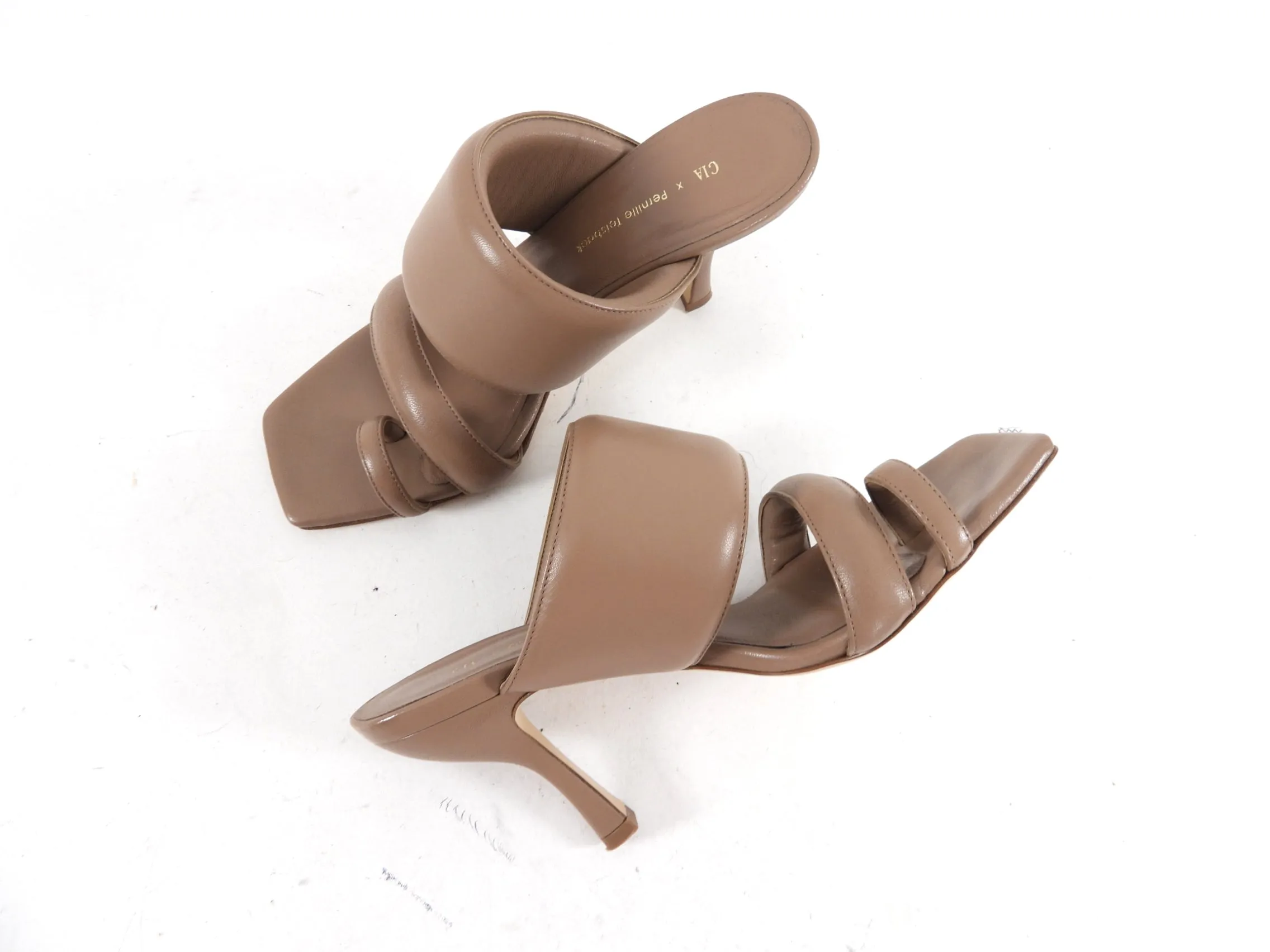 GIA x Pernille Teisbaek Beige Puff Heel Sandals - 37