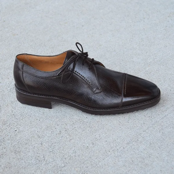 Gravati Carteno Grained Calf Cap Toe Lace Up Shoes in Brown