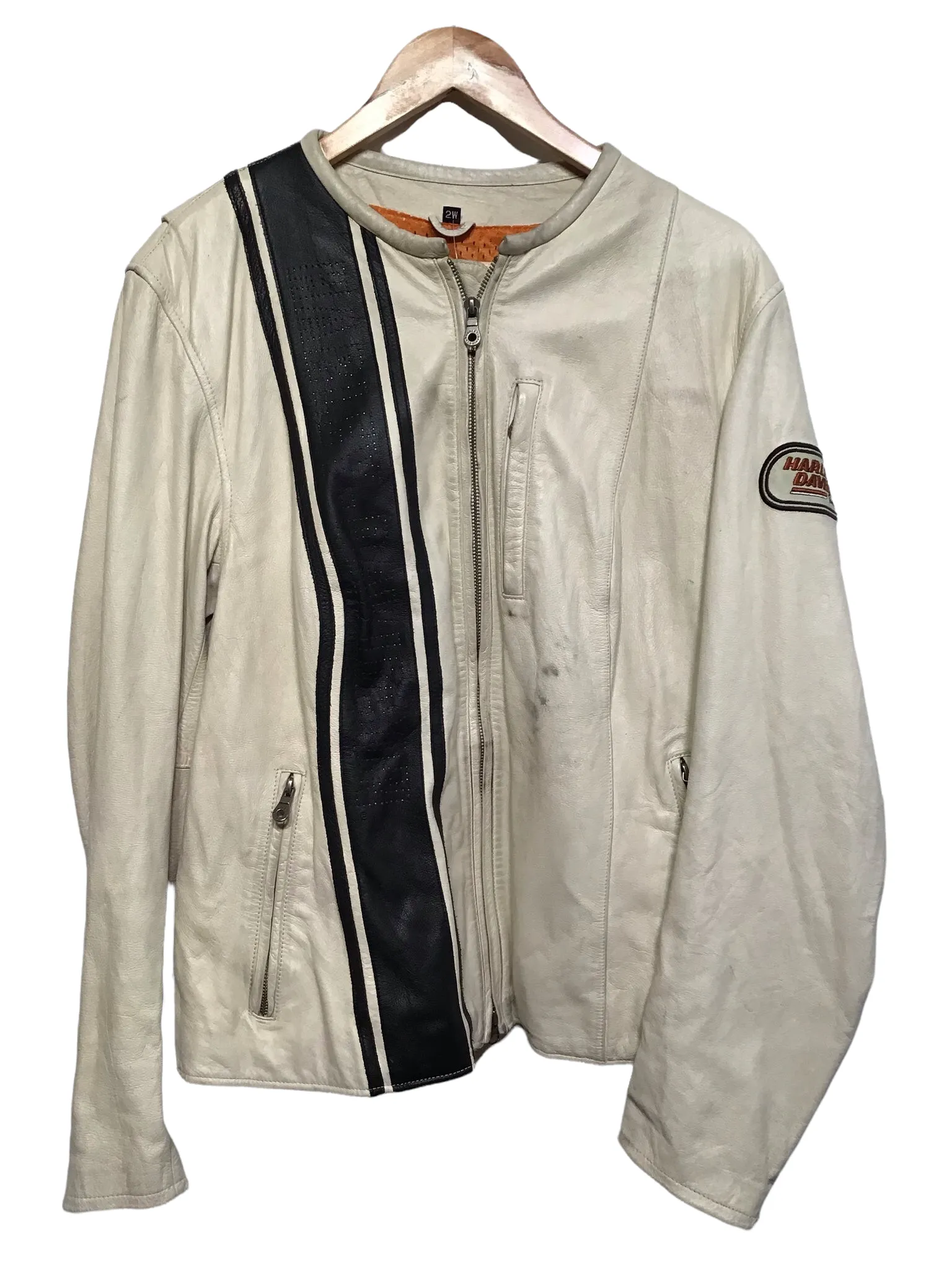 Harley Davidson White Leather Jacket (Size M)