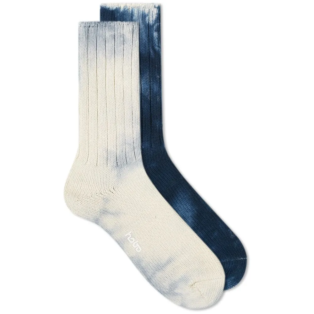 HOBO Tie Dye Cotton Crew SockNavy