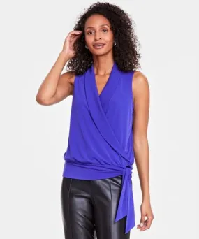 I.N.C. International Concepts Women's Surplice-Neck Tie-Waist Top