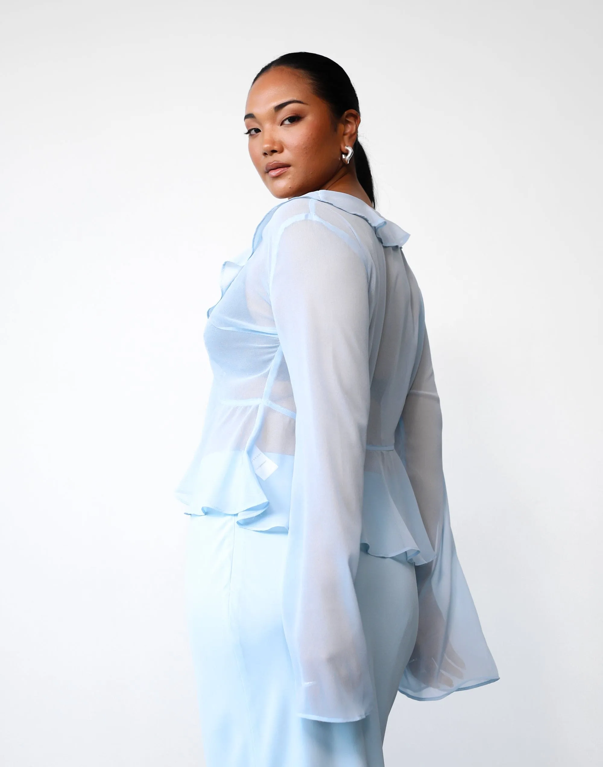 Leah Long Sleeve Top (Ice Blue)