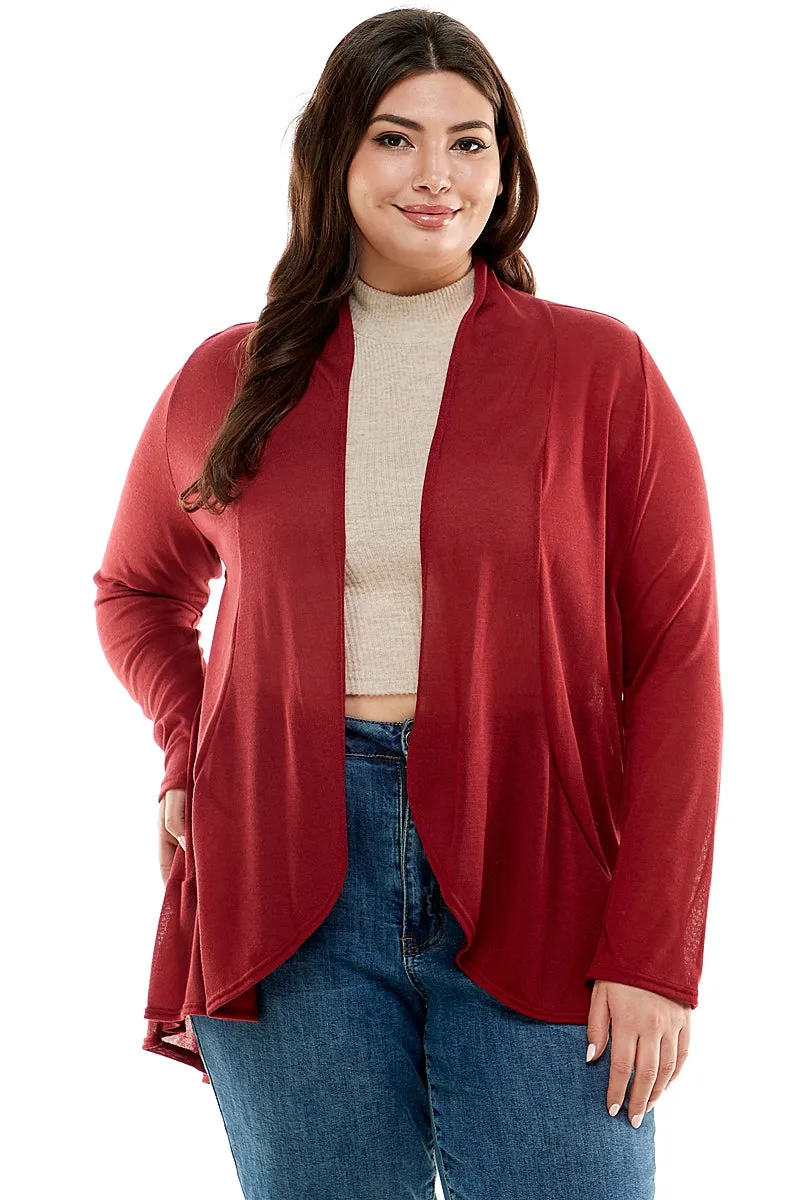 Long Sleeve Ruffled Cardigan - Plus