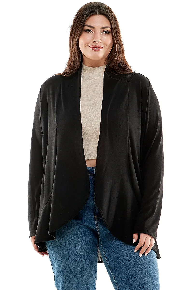 Long Sleeve Ruffled Cardigan - Plus