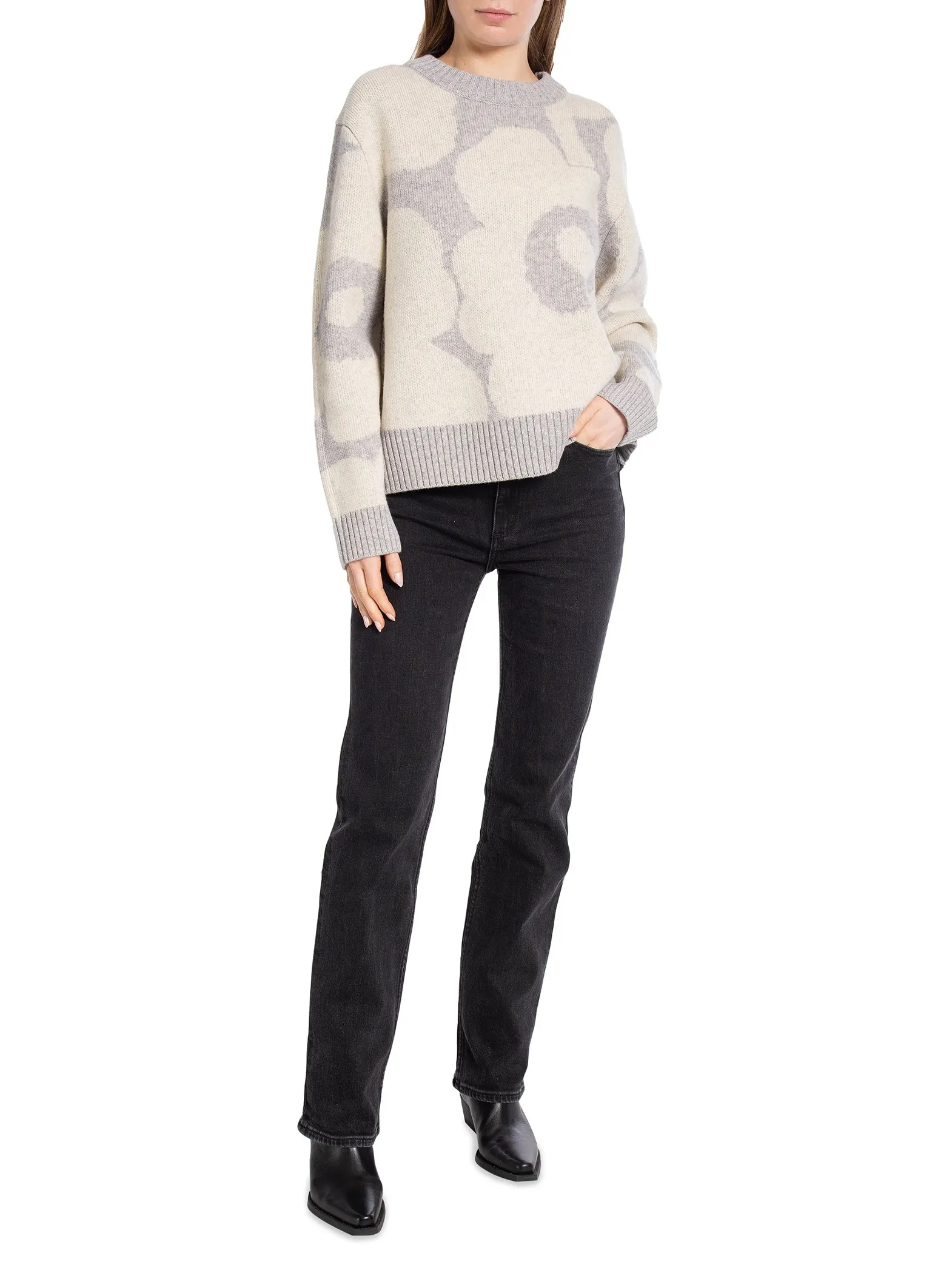 MARIMEKKO SWEATER VIRTAUS UNIKKO PULLOVER LIGHT GREY/OFF WHITE