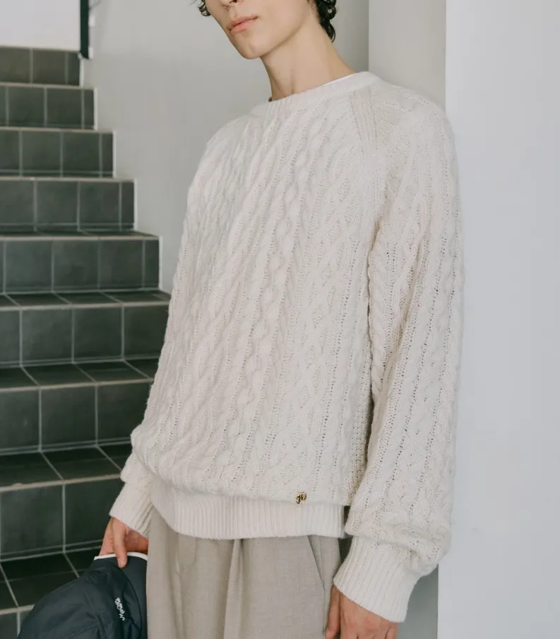 Marithe + Francois Girbaud  |[MARITHE]★ CABLE ROUND NECK PULLOVER KNIT