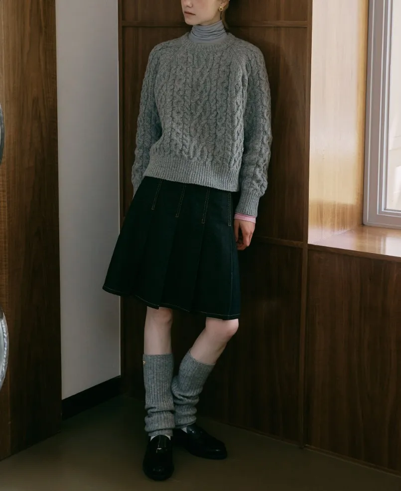 Marithe + Francois Girbaud  |[MARITHE]★ CABLE ROUND NECK PULLOVER KNIT