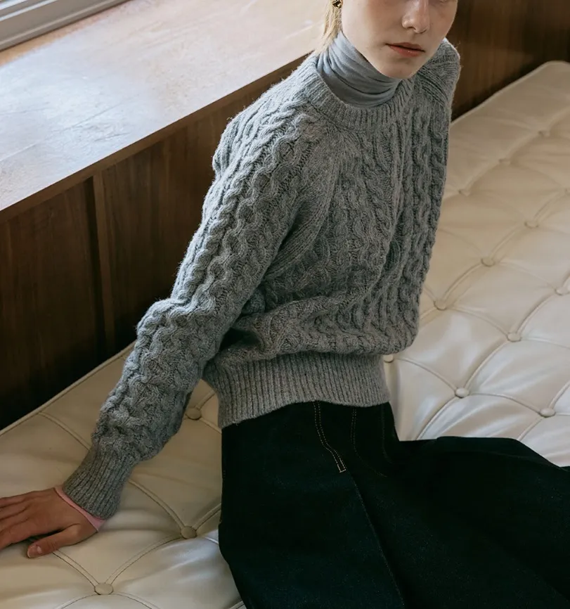 Marithe + Francois Girbaud  |[MARITHE]★ CABLE ROUND NECK PULLOVER KNIT