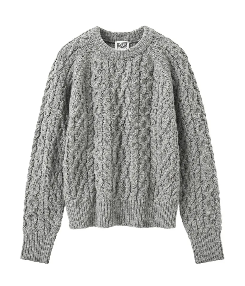 Marithe + Francois Girbaud  |[MARITHE]★ CABLE ROUND NECK PULLOVER KNIT