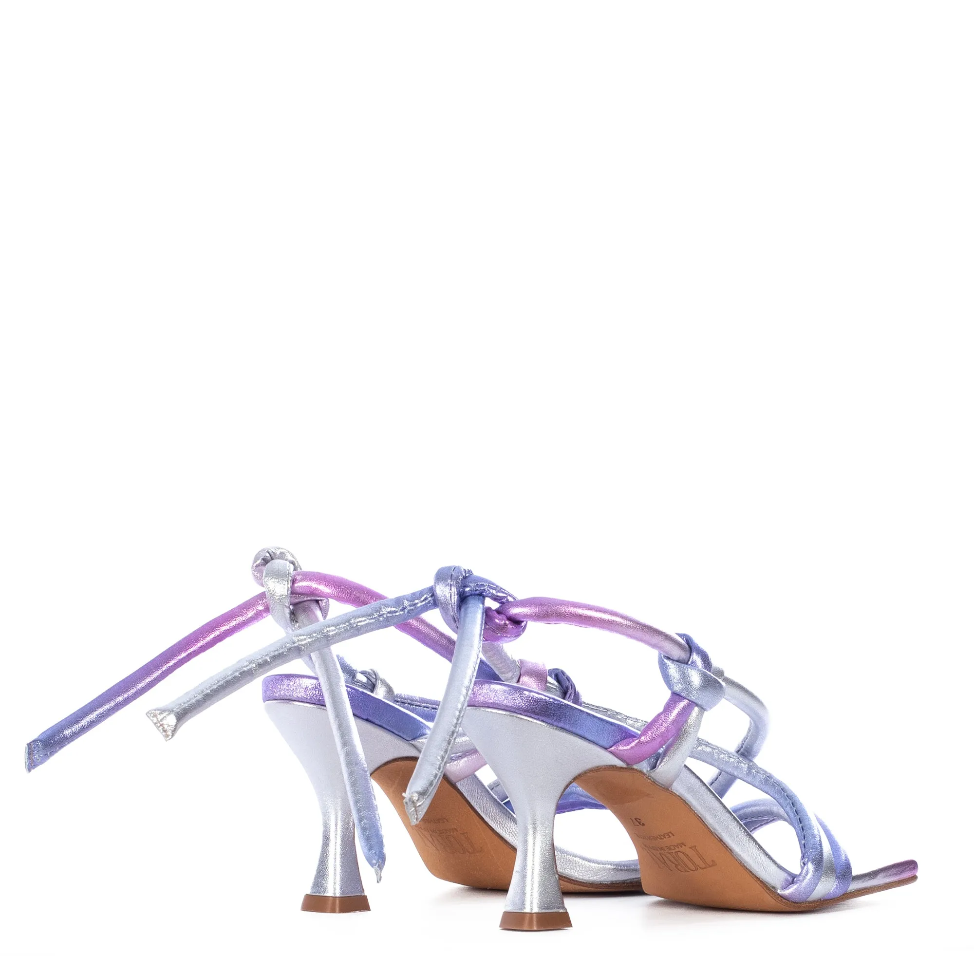 MAUVE DEGRADÉ LEATHER STRAPPY SANDALS