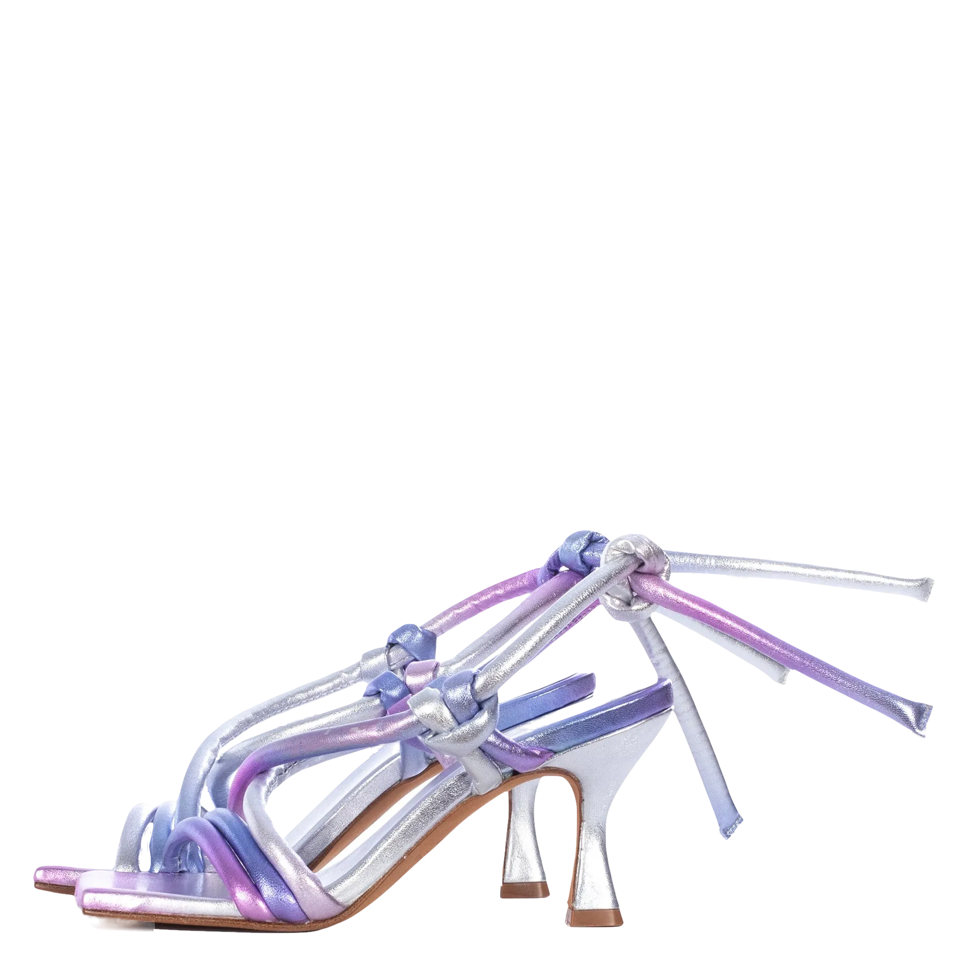 MAUVE DEGRADÉ LEATHER STRAPPY SANDALS