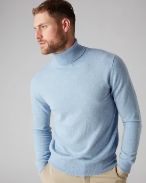 Men's Trafalgar Roll Neck Cashmere Jumper Cornflower Blue