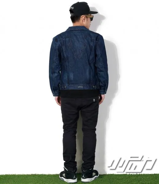 Men's Denim Jeans Long Sleeve Jacket with Double Chest Pocket