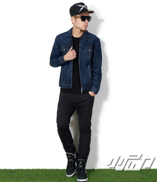 Men's Denim Jeans Long Sleeve Jacket with Double Chest Pocket