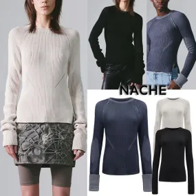 NACHE  |Unisex Street Style Long Sleeves Plain Sweaters