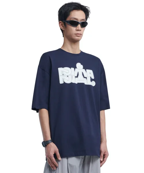 NOMANUAL  |Street Style Plain Cotton Short Sleeves Logo T-Shirts