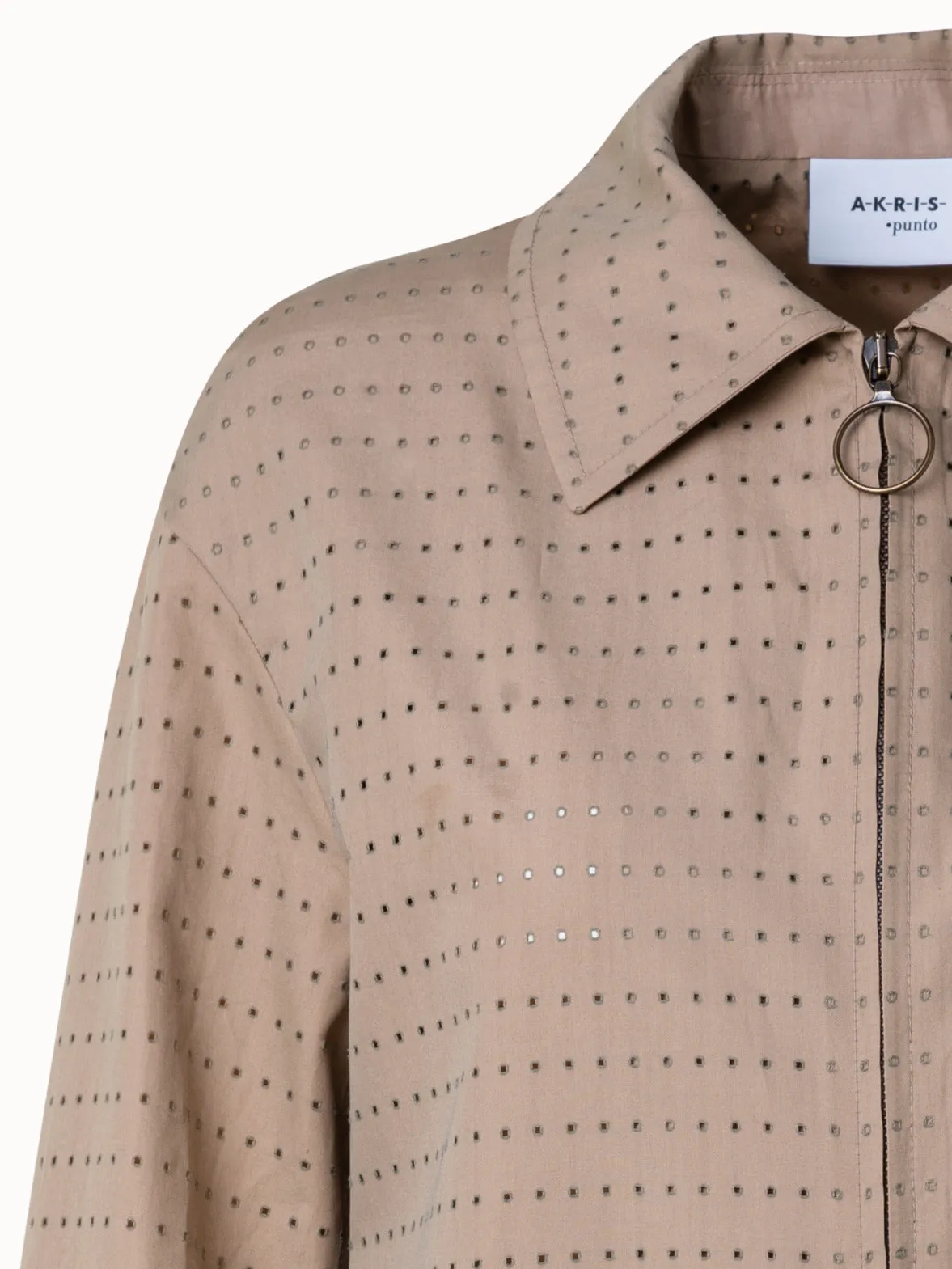 Perforated Pin Dot Cotton Poplin Jacket