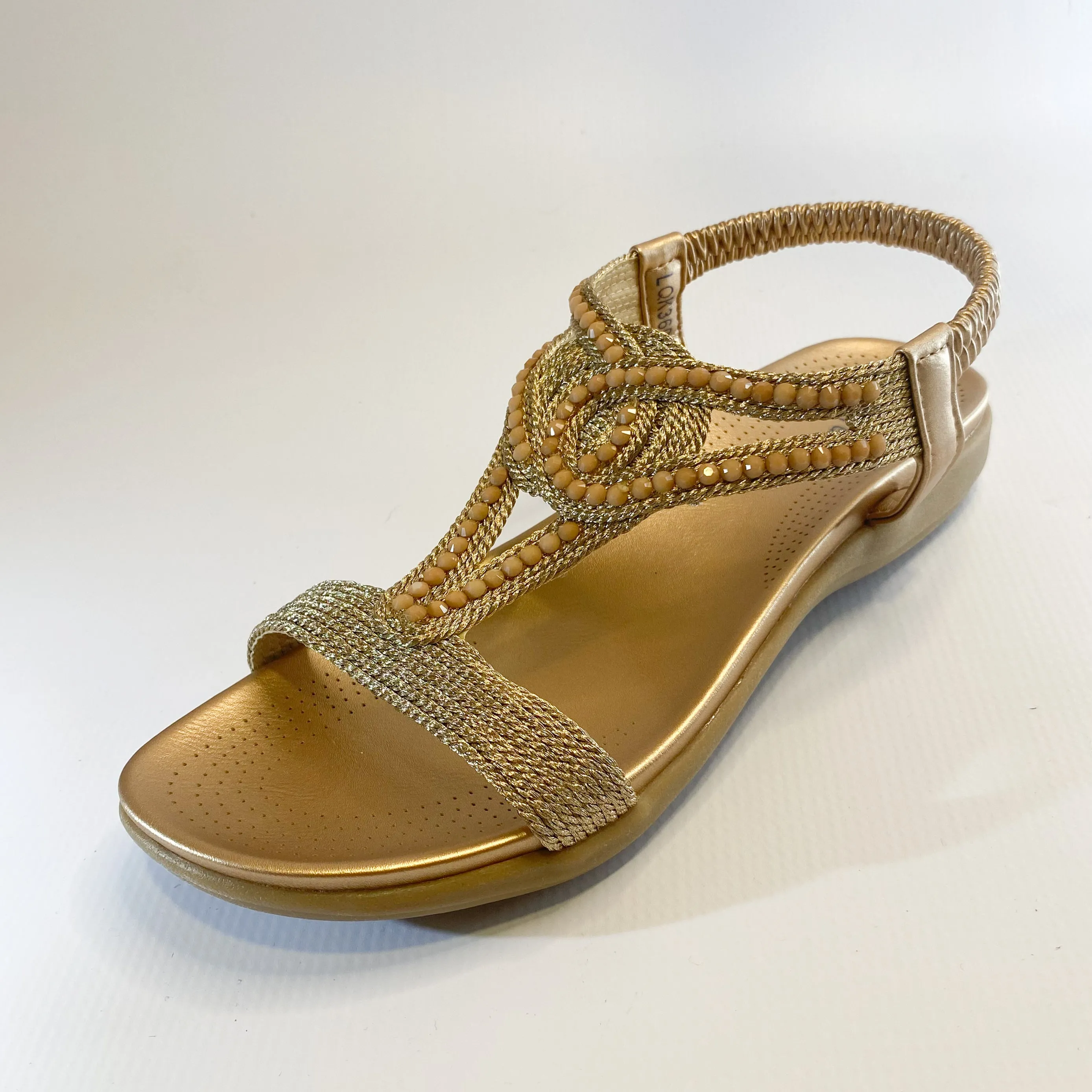 Queue champagne beaded flatform sandal