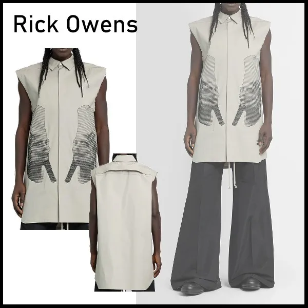 RICK OWENS  |Street Style Cotton Short Sleeves Designers Shirts