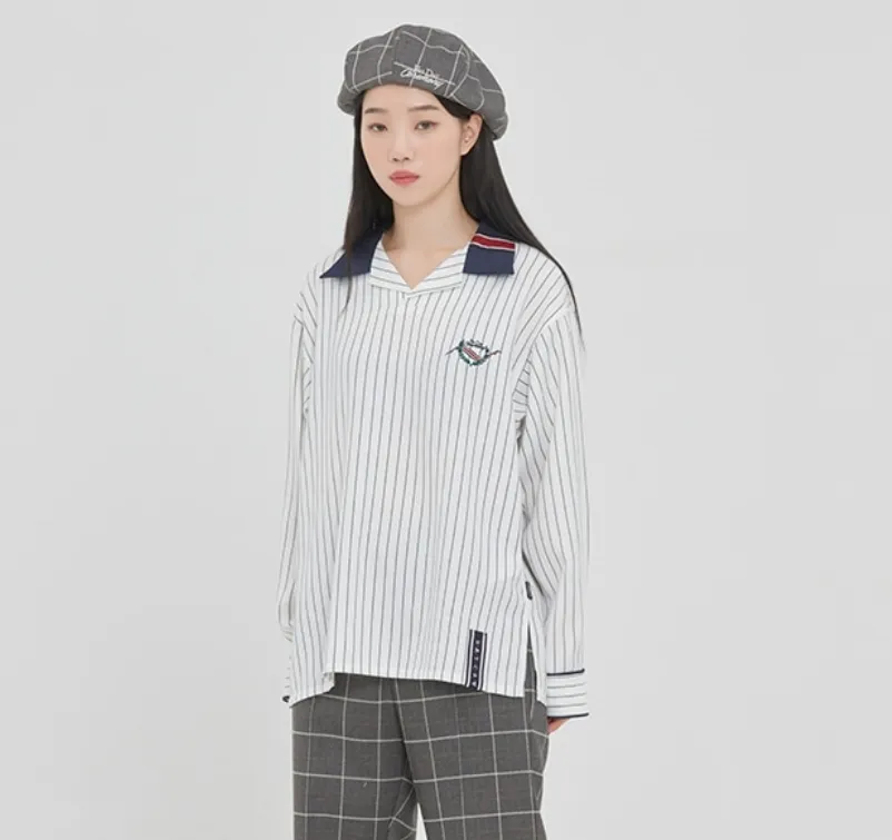 ROMANTIC CROWN  |Stripes Unisex Street Style Long Sleeves Shirts