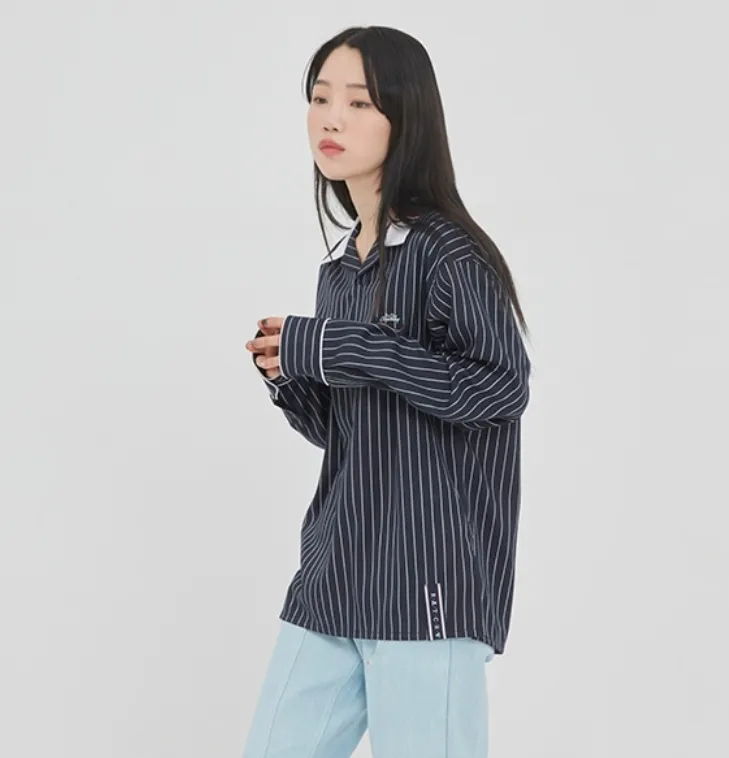 ROMANTIC CROWN  |Stripes Unisex Street Style Long Sleeves Shirts